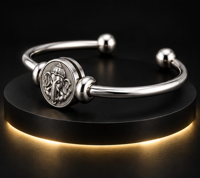 TIMELINE bangle Ganesha three-quarter view